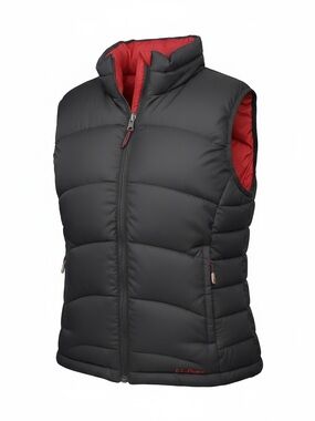 L.L. Bean Reversible Black/Red  Puffer Vest 80% Goose down Ladies lg
